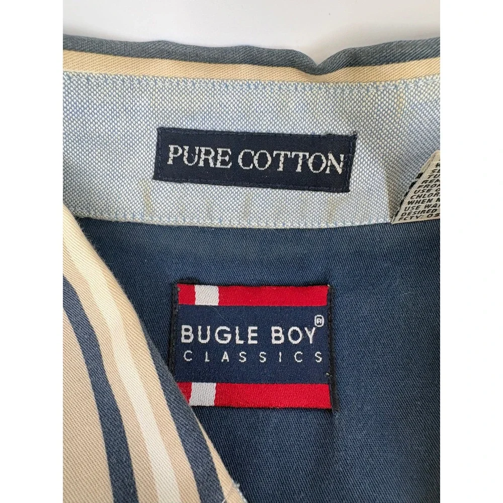 Bugle Boy‎ Classics Mens Striped Short Sleeve Button Down Shirt Size M Cotton
